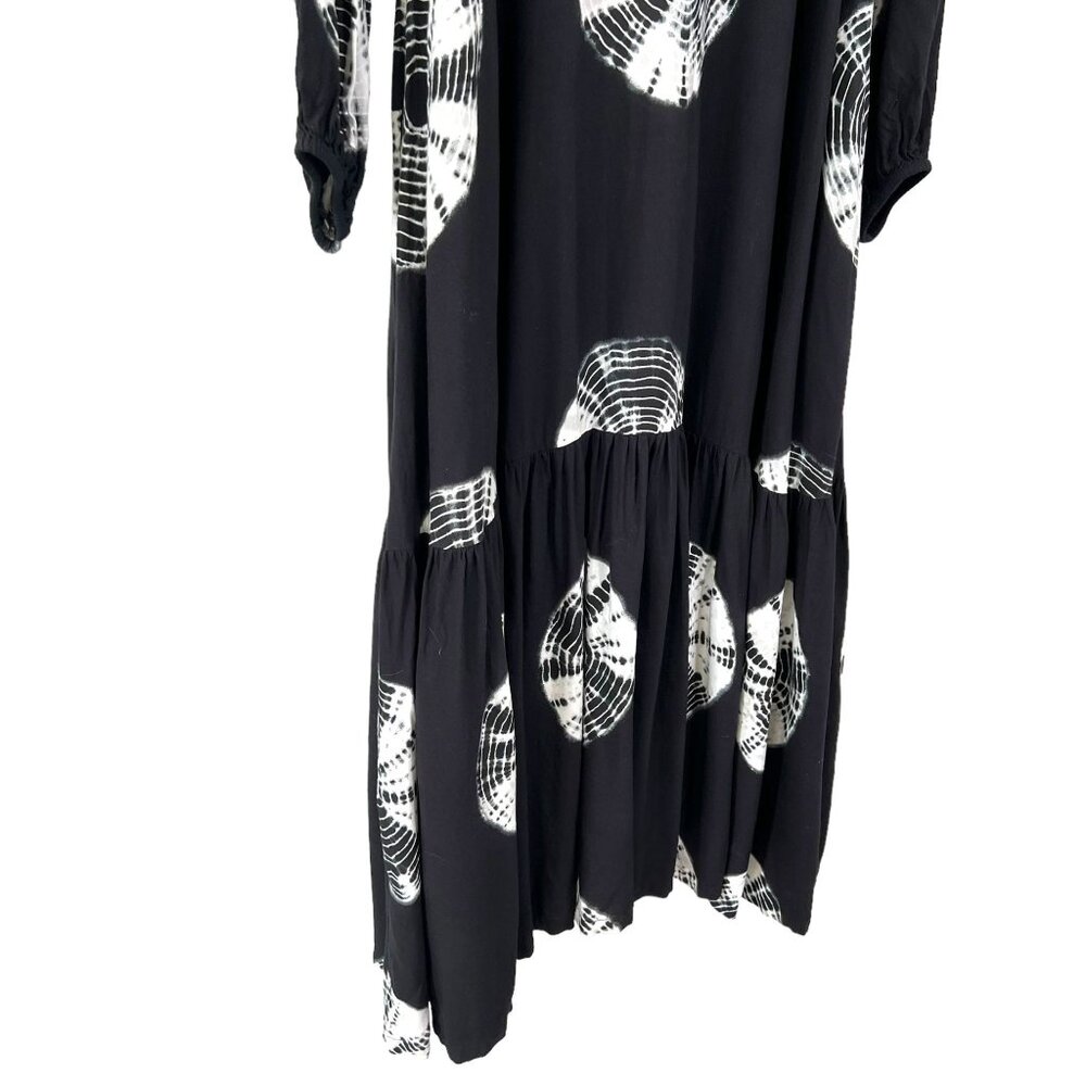 Norblack Norwhite Ayana Black White Tie Dye Long Sleeve Maxi Dress Small - Picture 3 of 10